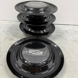 Set 4 Cadillac Black Floating Center Caps XL Hubcap Rim Emblem 182 mm 7.2 in